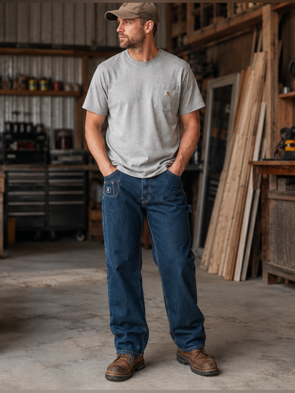 Parish Nation Men’s Carpenter Jeans 36x30 Dark Wash Straight Leg Workwear Denim